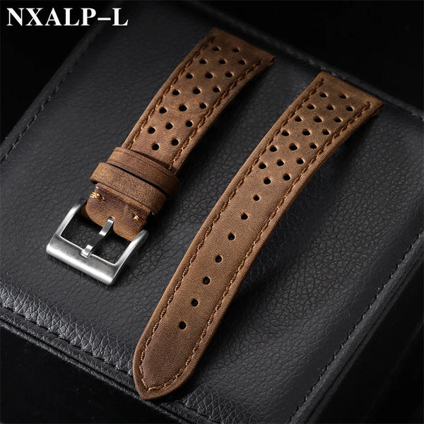Breathable Cowhide Watch Strap for Tag Heuer for Seiko Watch Band 18mm 20mm 22mm Oil/Matte Leather Wristband Men Women Bracelet